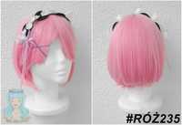 Ram Re: Zero cosplay wig z AKCESORIAMI różowa krótka bob peruka