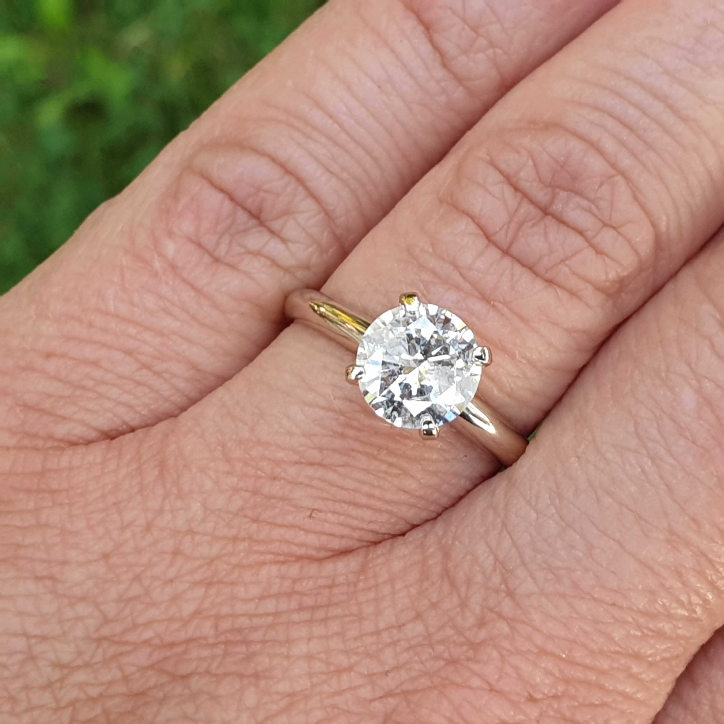 Pierścionek duży diament naturalny brylant 1,64 CT D Si2 Białe 585