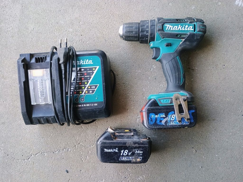Wkrętarka z udarem Makita DHP 482 + 2 aku 18 V+ ładowarka