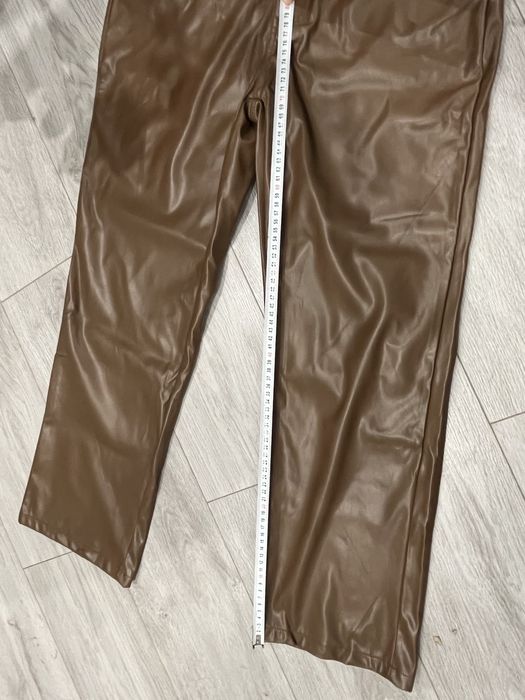 Шкіряні штани нові коричневі висока посадка