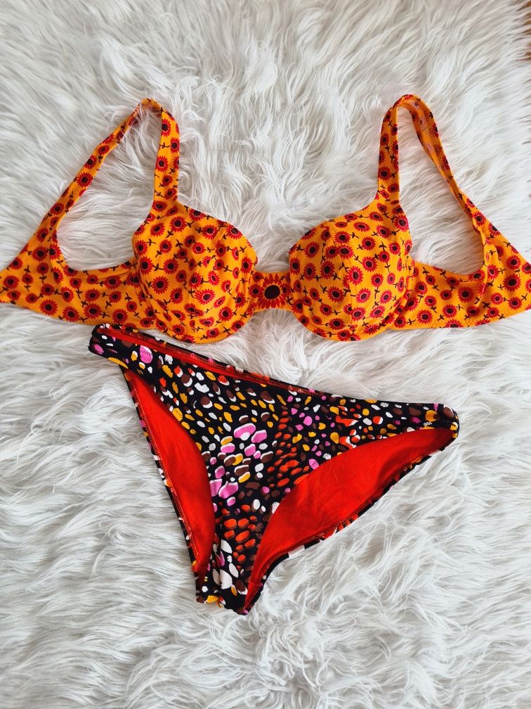 Vintage H&M M 38 C bikini strój kąpielowy kostium dwuczęściowy lata 70