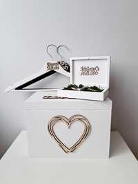 Wieszaki ślubne Pudełko na koperty i skrzynka na obrączki wesele ślub