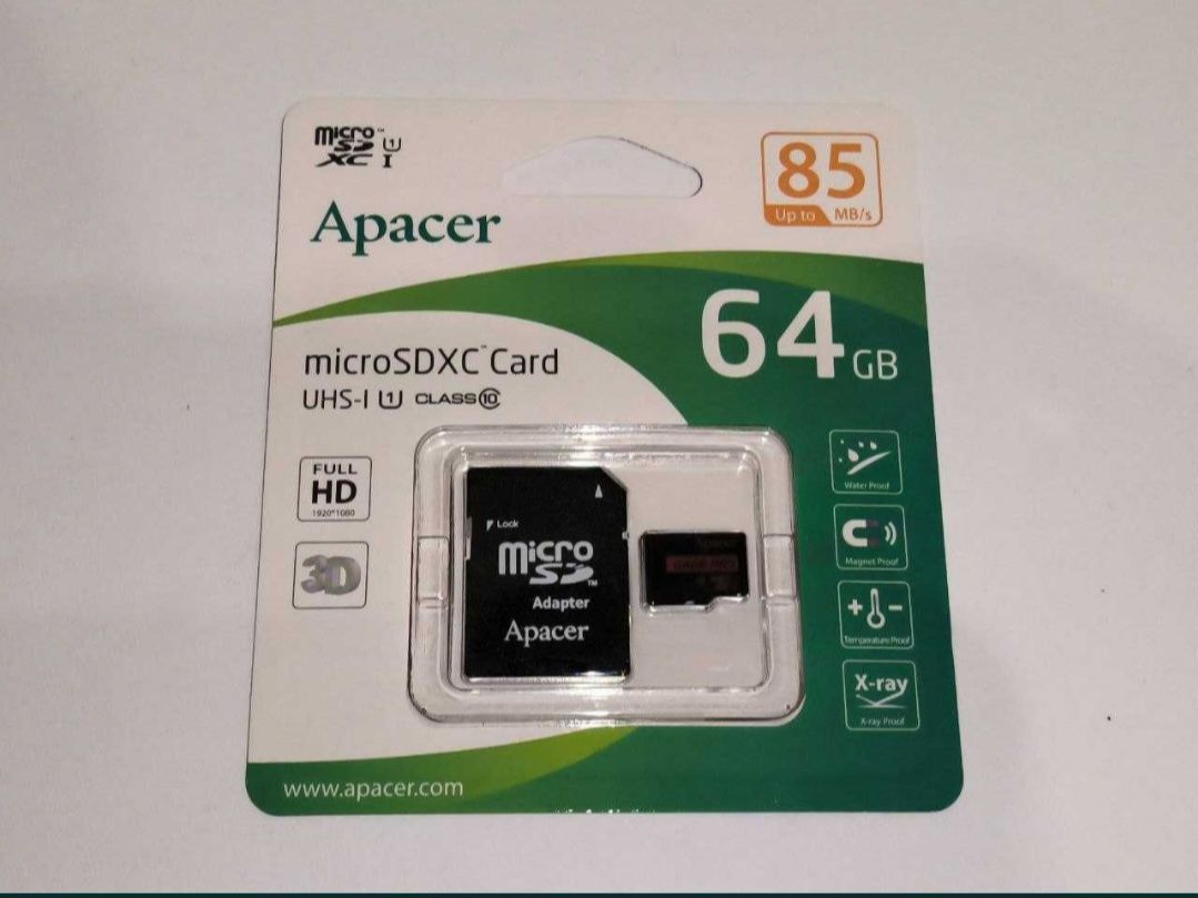 Карта памяти Apacer microSDXC UHS-I 85R 64GB class10 + SD adapter

Все