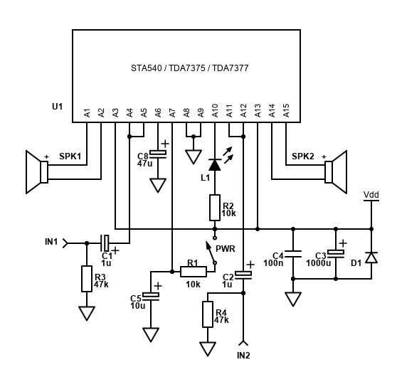 STA540 : 4 x 13 W dual-quad power amplifier      (NOVO)