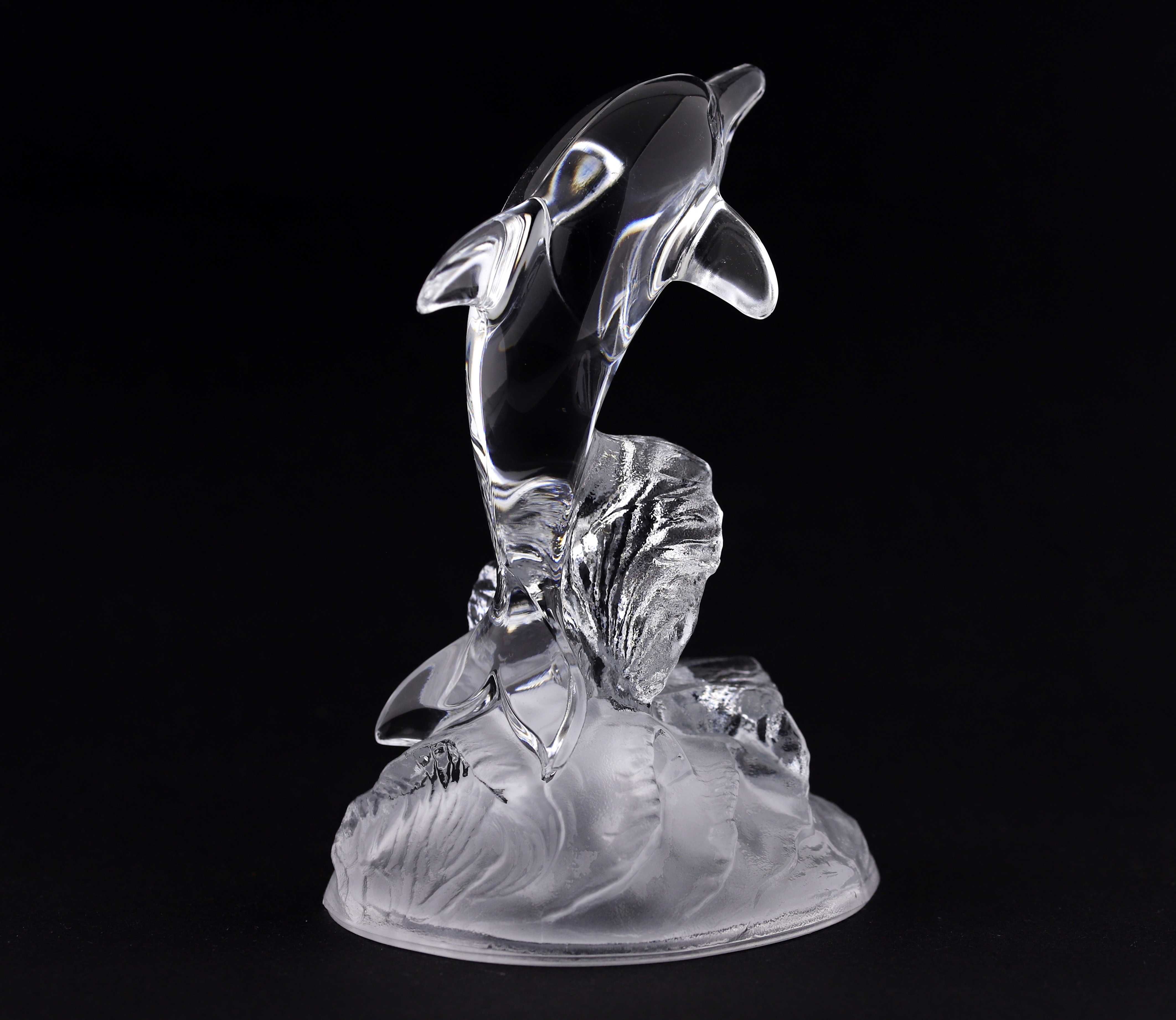 Figurka delfin Cristal d'Arques kryształowa przycisk do papier Francja