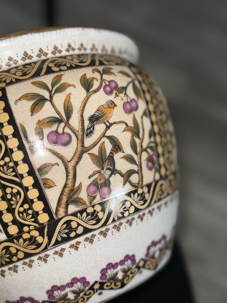 Donica ręcznie malowana chińska porcelana waza duża 26x21cm