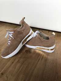 Buty damskie Sneakersy ze skóry naturalnej beżowe Camel r. 36 Oh Butik