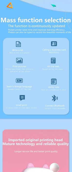 Mini Bluetooth Pocket Thermal Printer Ideal for Notes and Labels64550209046531123