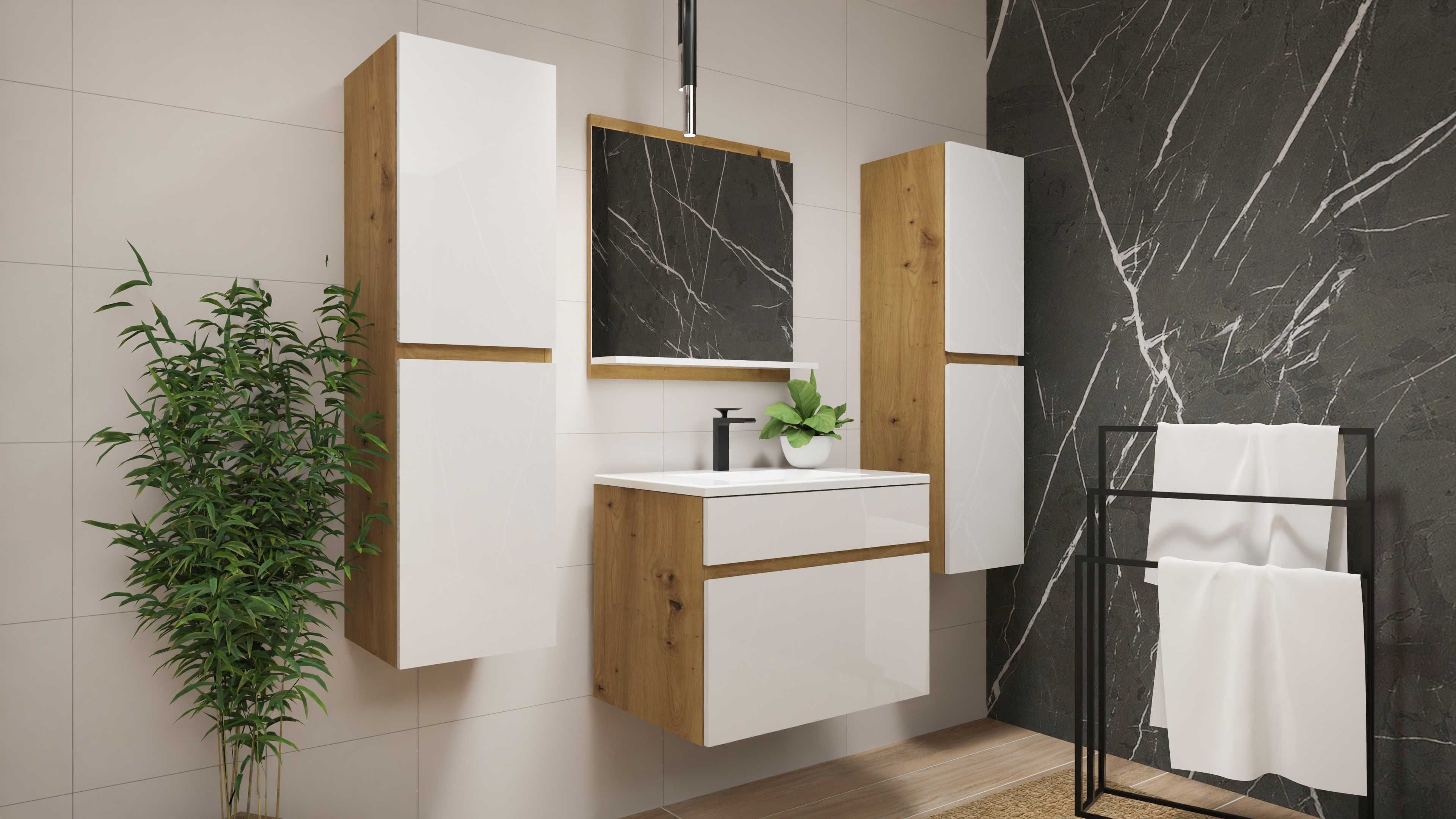 Zestaw szafka pod umywalkę z umywalką Stella 50 DĄB ARTISAN/BIAŁY