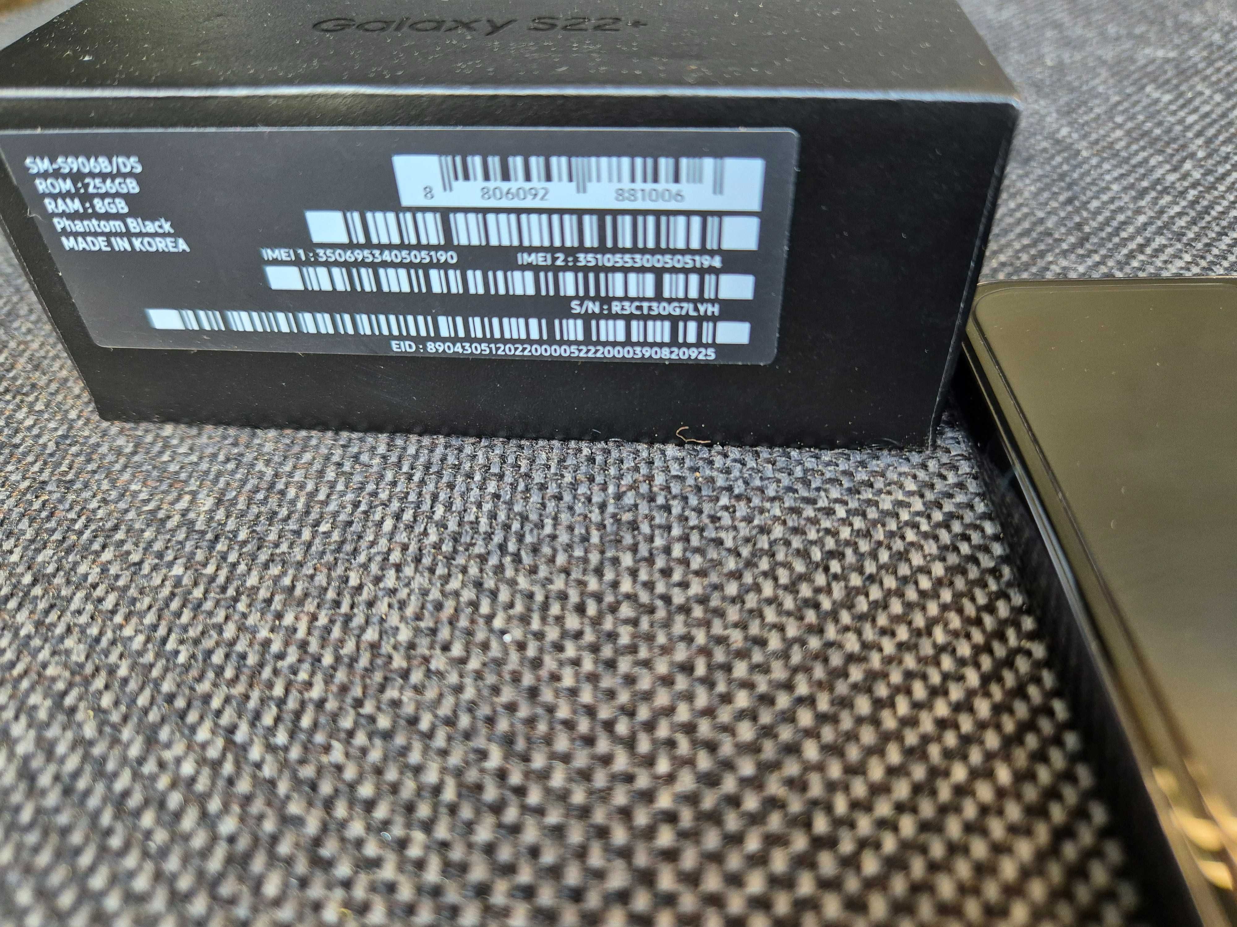 Samsung S22 plus 256MB, SM-5906B/DS 8/256 GB, phantom black