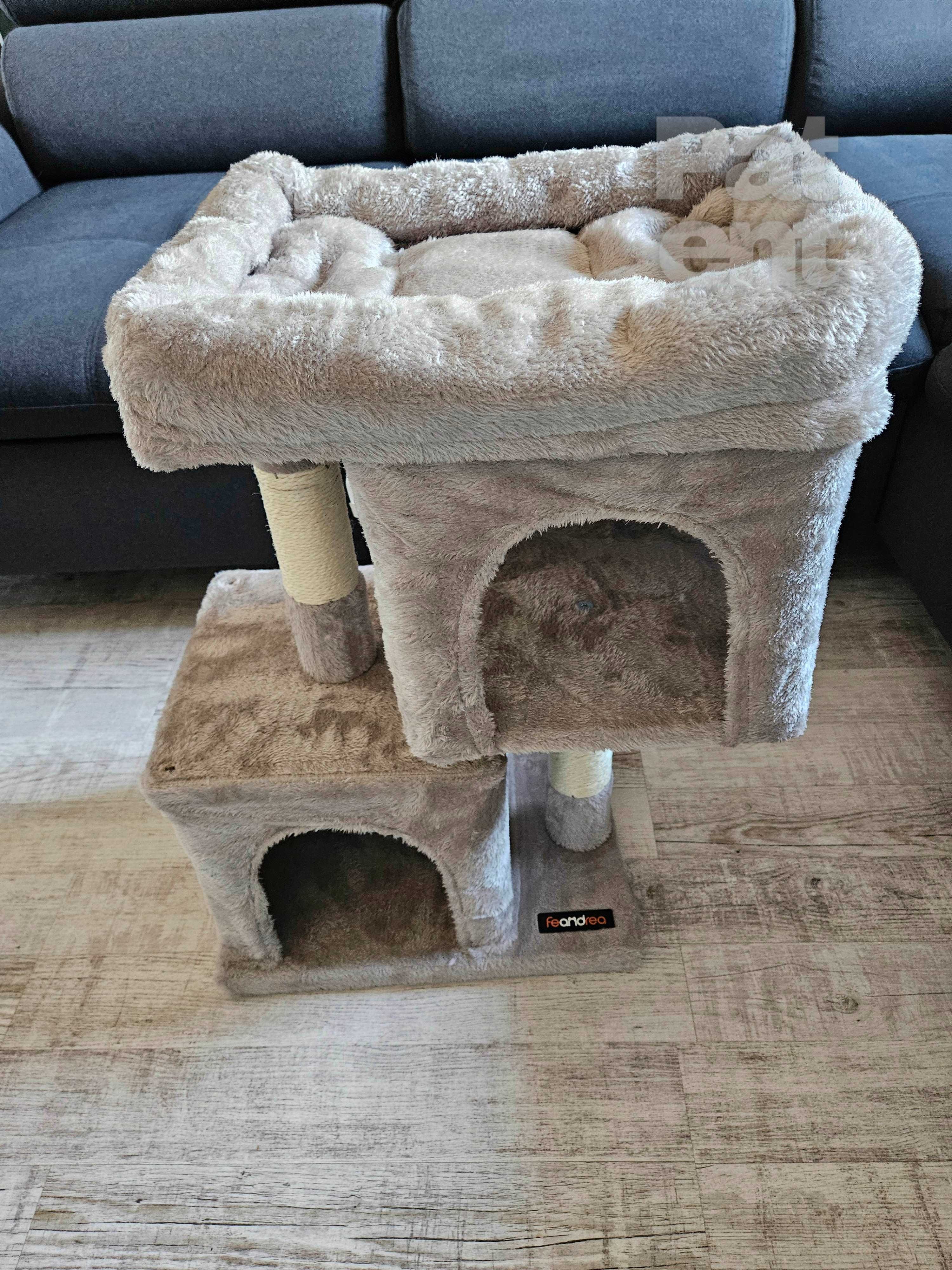 Drapak dla kota kompaktowy 67 cm szary domek słupek legowisko