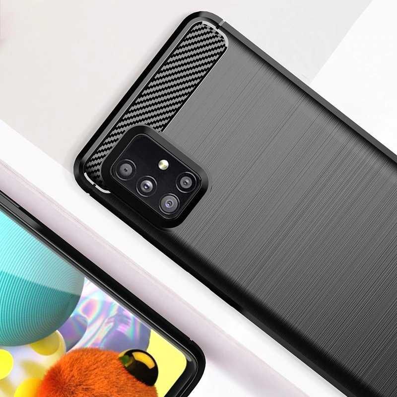 Carbon Case elastyczne etui pokrowiec Samsung Galaxy M51 niebieski