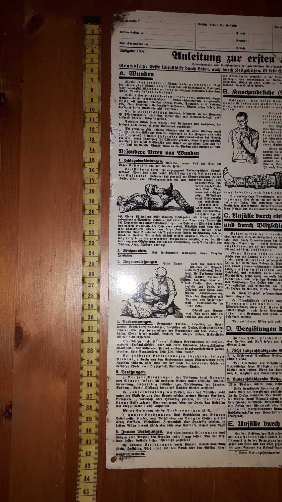 Stara 1937r tablica info. Znak,reklama,afisz,warsztat, Wunderle.
