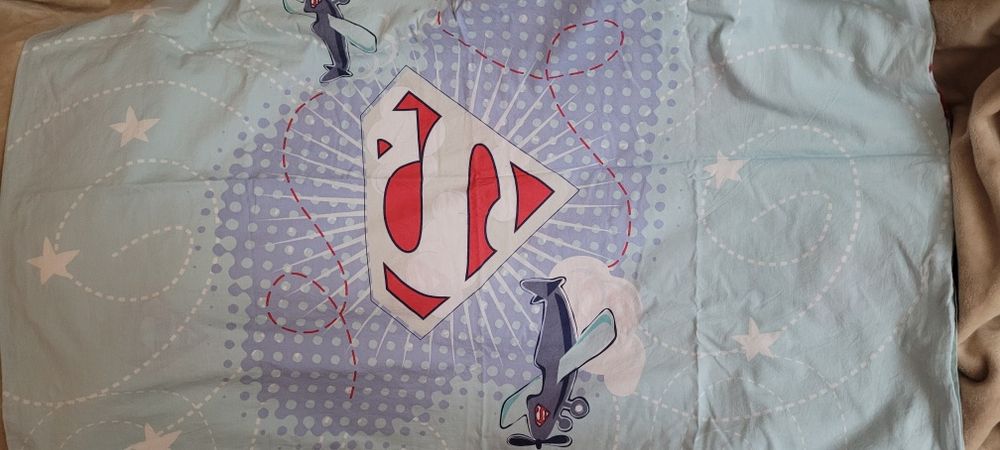 Poszewka na kołderkę niemowlęcą 130x90 zapinana zamek Superman Samolot