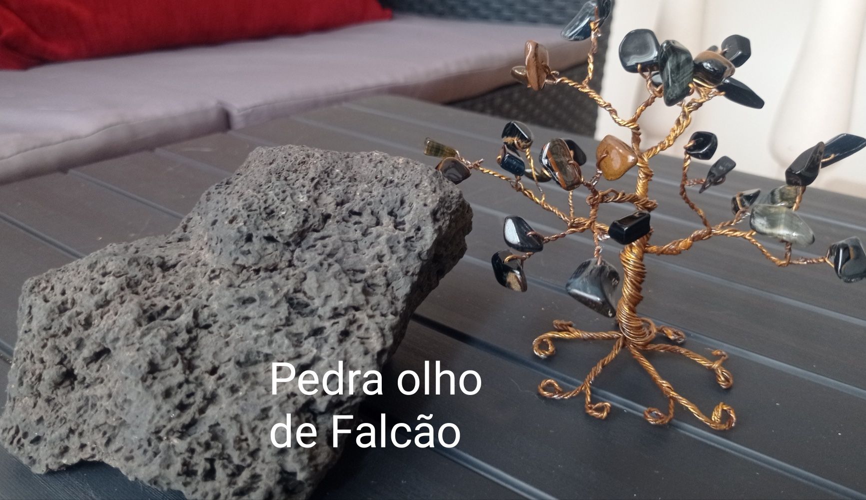 Árvore da vida em pedra natural olho de falcão