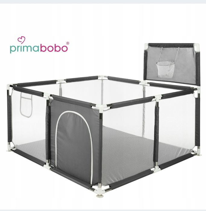 PRIMABOBO Kojec dla dziecka TEO z koszem Duży suchy basen 126x126cm