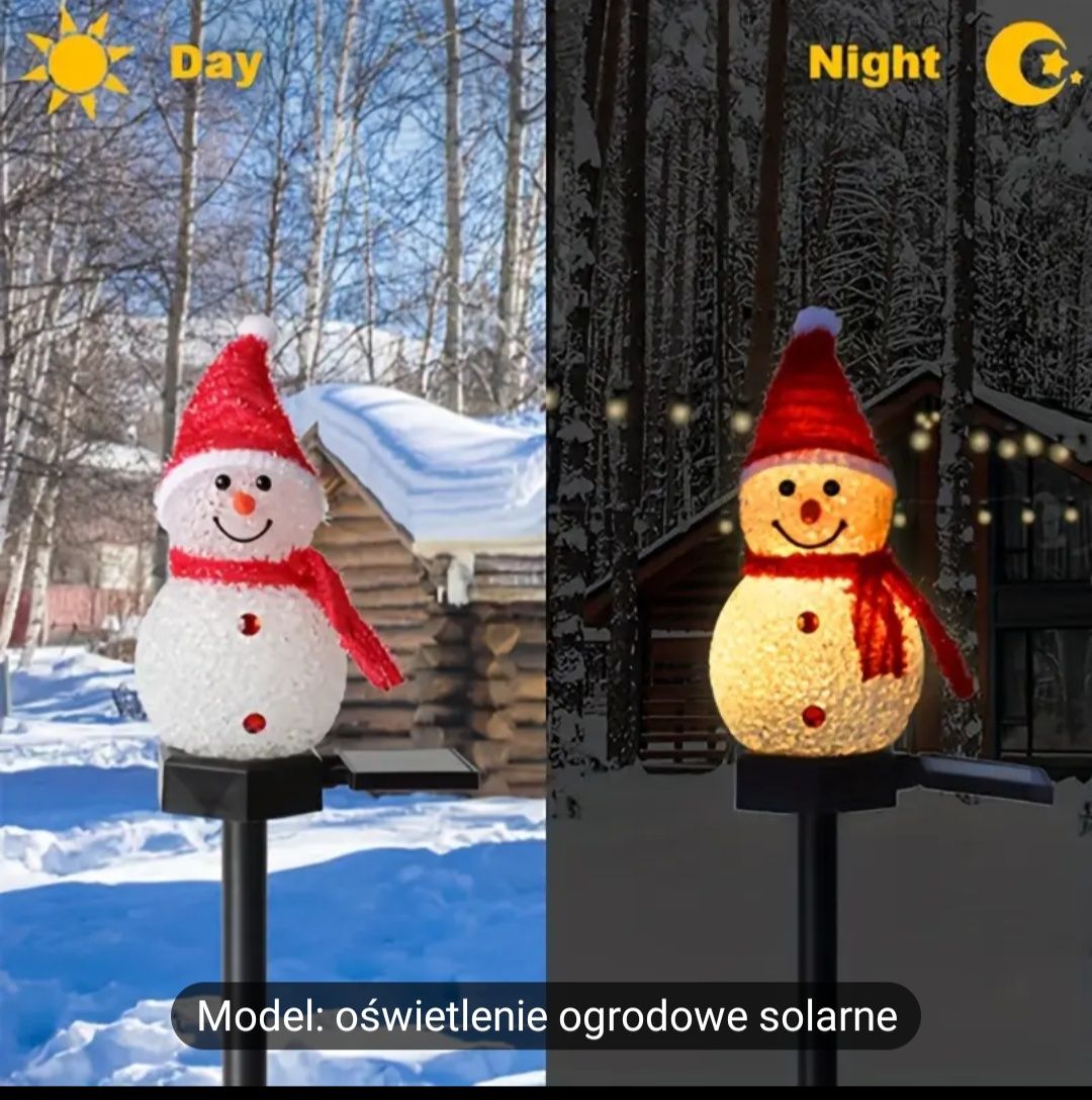 Solarny bałwanek świecący w nocy