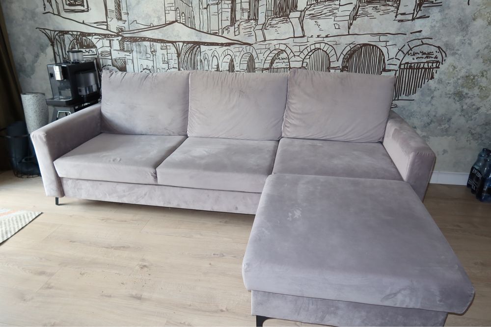 Kanapa rozkładana z pojemnikiem – kolor szary