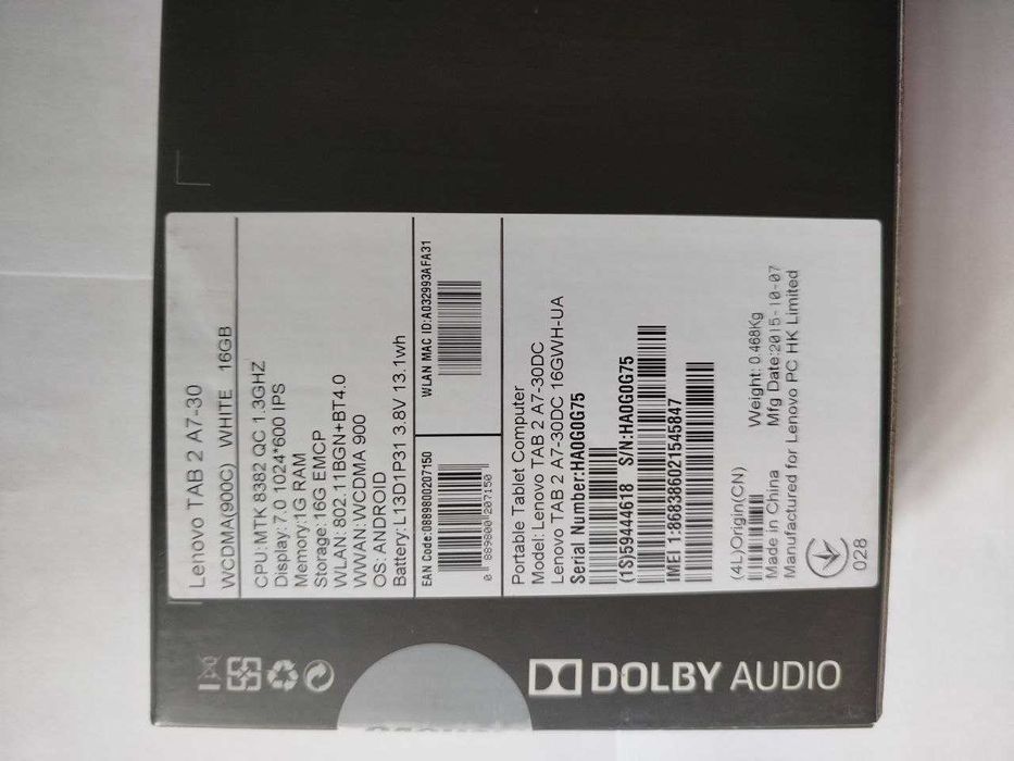 Планшет Lenovo TAB 2 A7-30