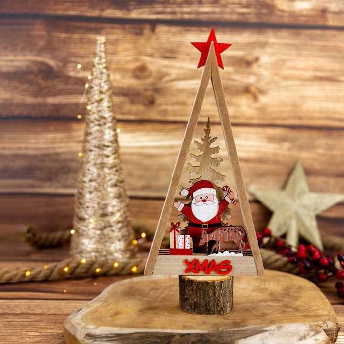 Drewniany stroik świąteczny Choinka ozdoba dekoracja boże narodzenie