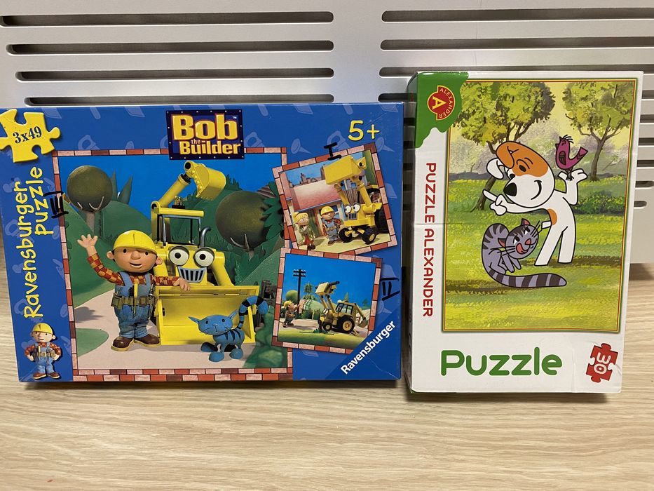 Puzzle Bob budowniczy 3szt oraz Reksio 1szt Zestaw