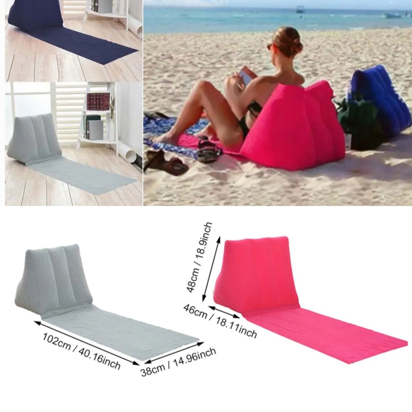 Подушка надувная для путешествий и отдыха на пляже