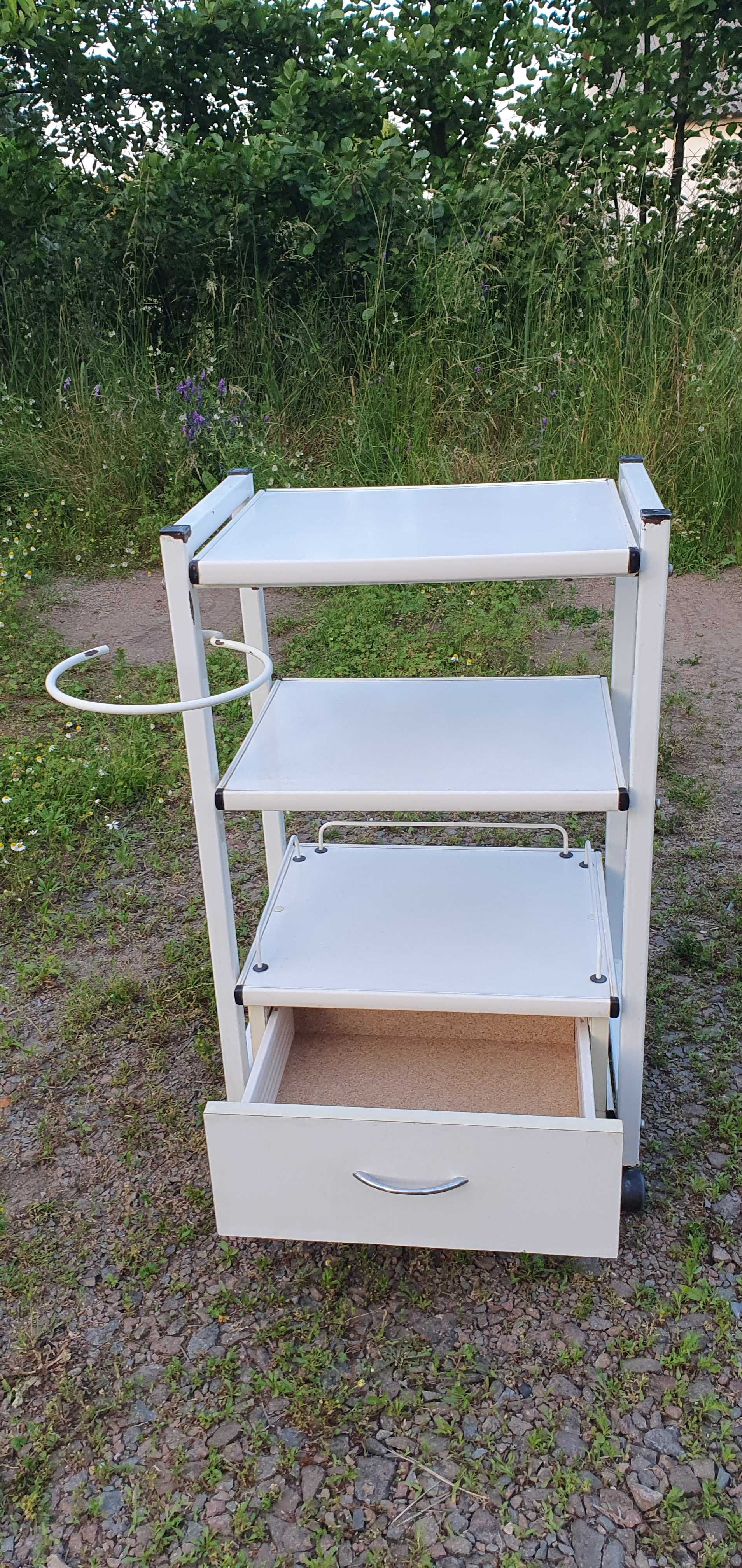 Stolik pomocniczy na kółkach Biomak z szufladą używany