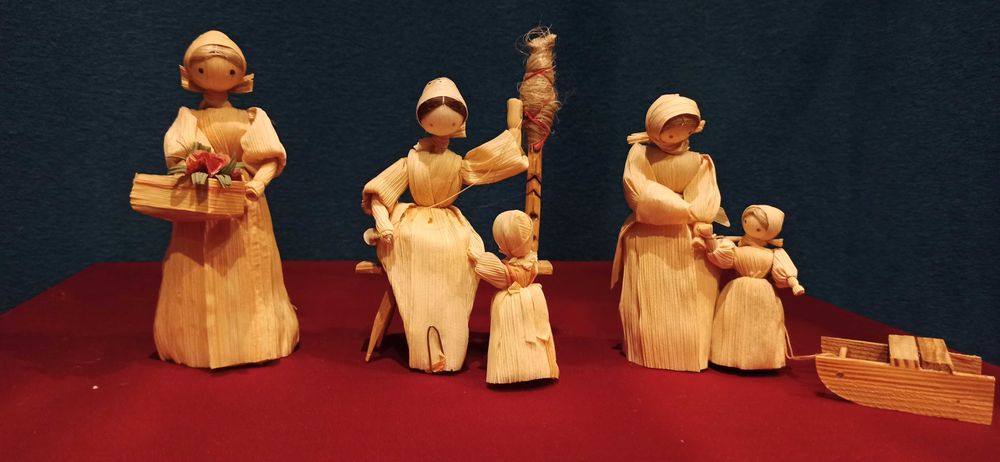 Figurki z liści kukurydzy rękodzieło komplet