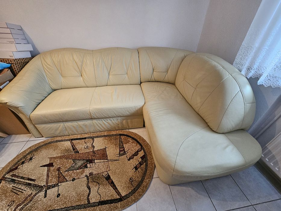 Narożnik, sofa skórzana rozkładana
