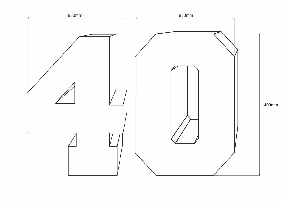 Cyfry 3D urodzinowe  40-stka