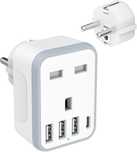 Adapter Podróżny Uk Do Eu 5W1 Loydia Z 4Xusb, Typ E/F, Uziemiony