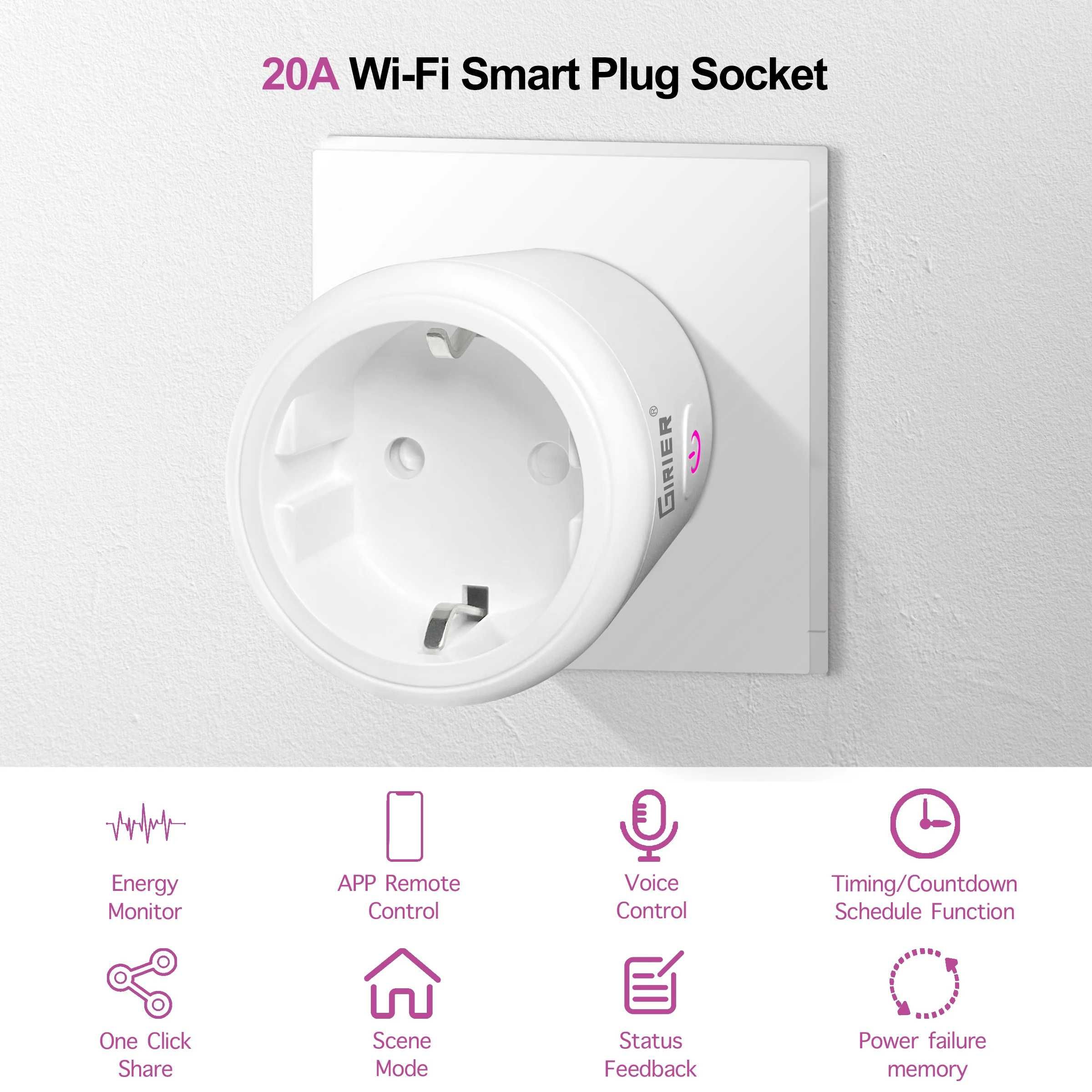 ‼️ NEW ‼️ Розумна розетка Tuya Smart Life 20A енергомоніторинг