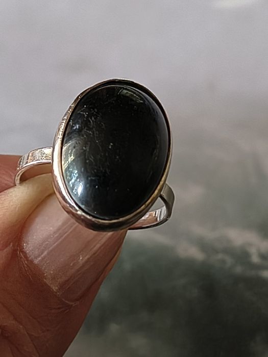 Stare Srebro 925- Piękny Pierścionek -Czarny Onyks