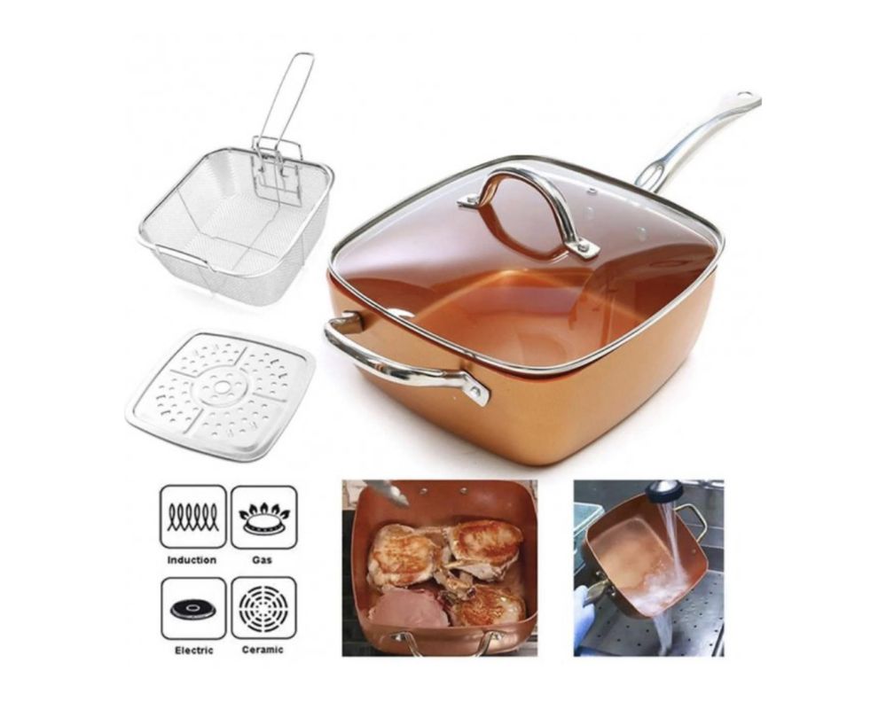 Сковорода с антипригарным покрытием Copper cook deep square pan