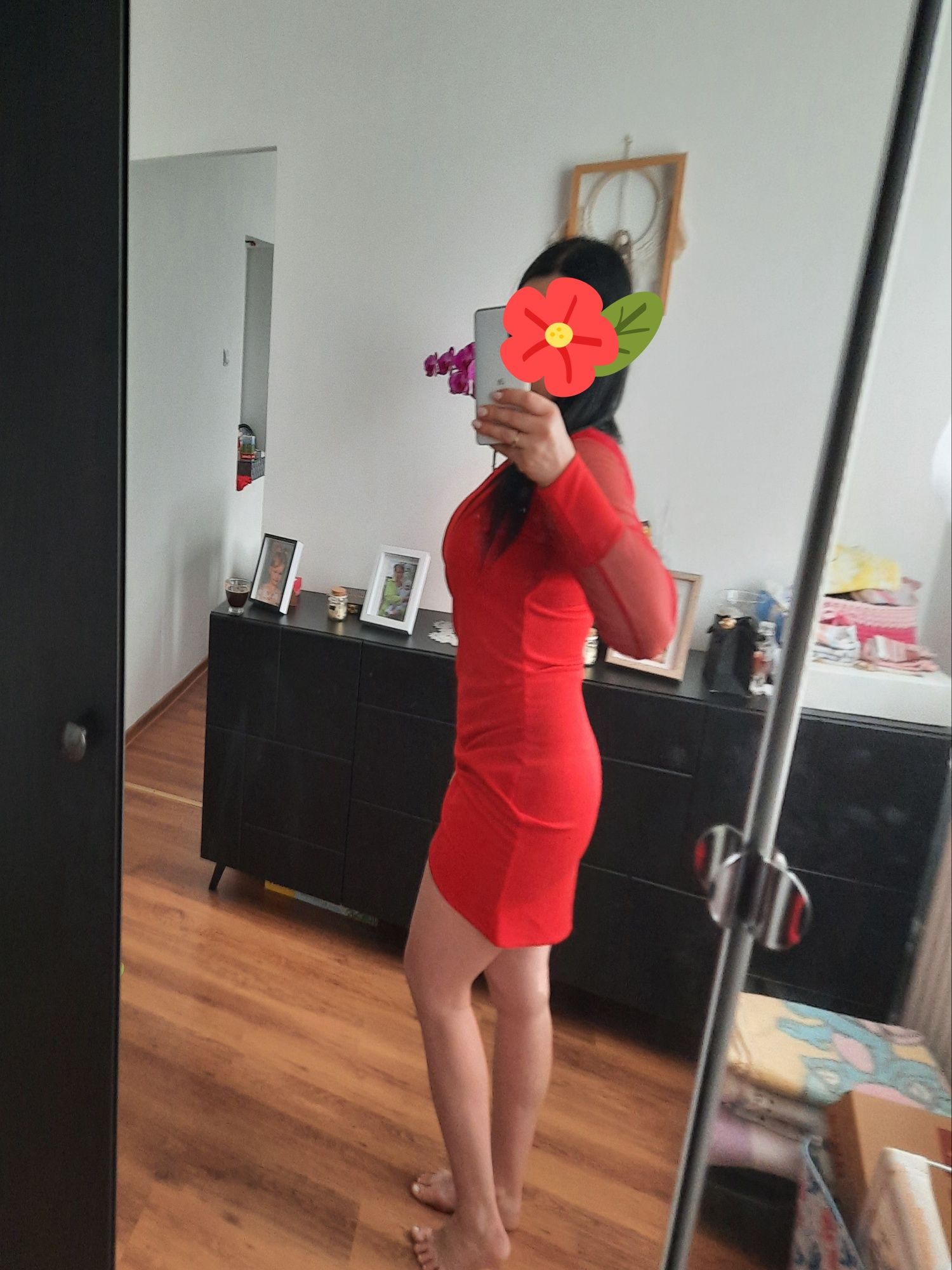 Czerwona sukienka damska, rozmiar S