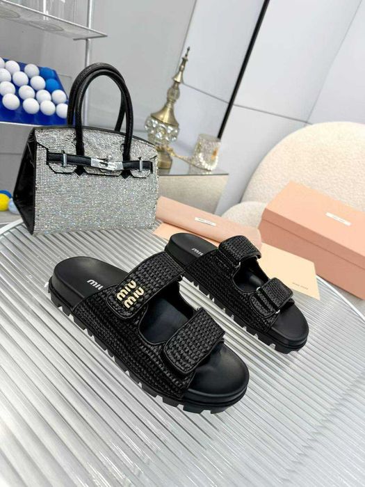 Miu Buty, sandaly klapki, skora od reki