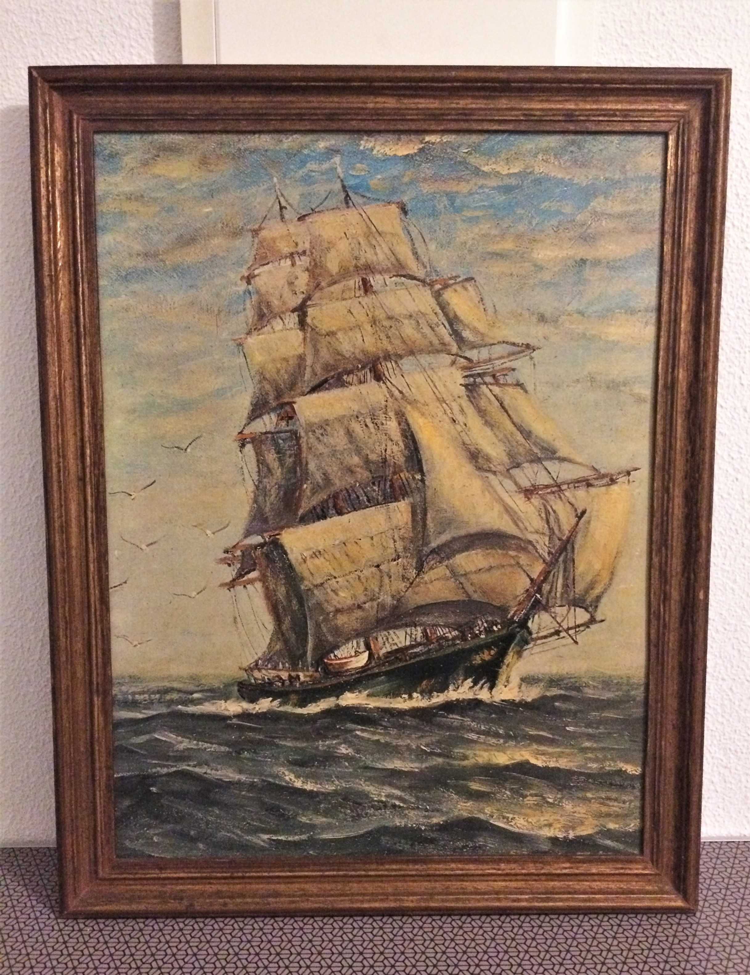 Quadro reprodução de navio / veleiro (69 X 54 cm)