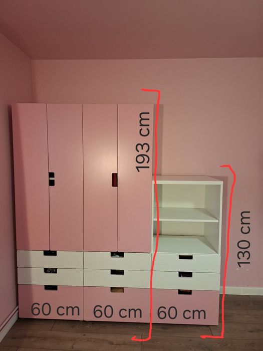Meble dziecięce ikea stuva różowe białe dla dziewczynki- do 11.08