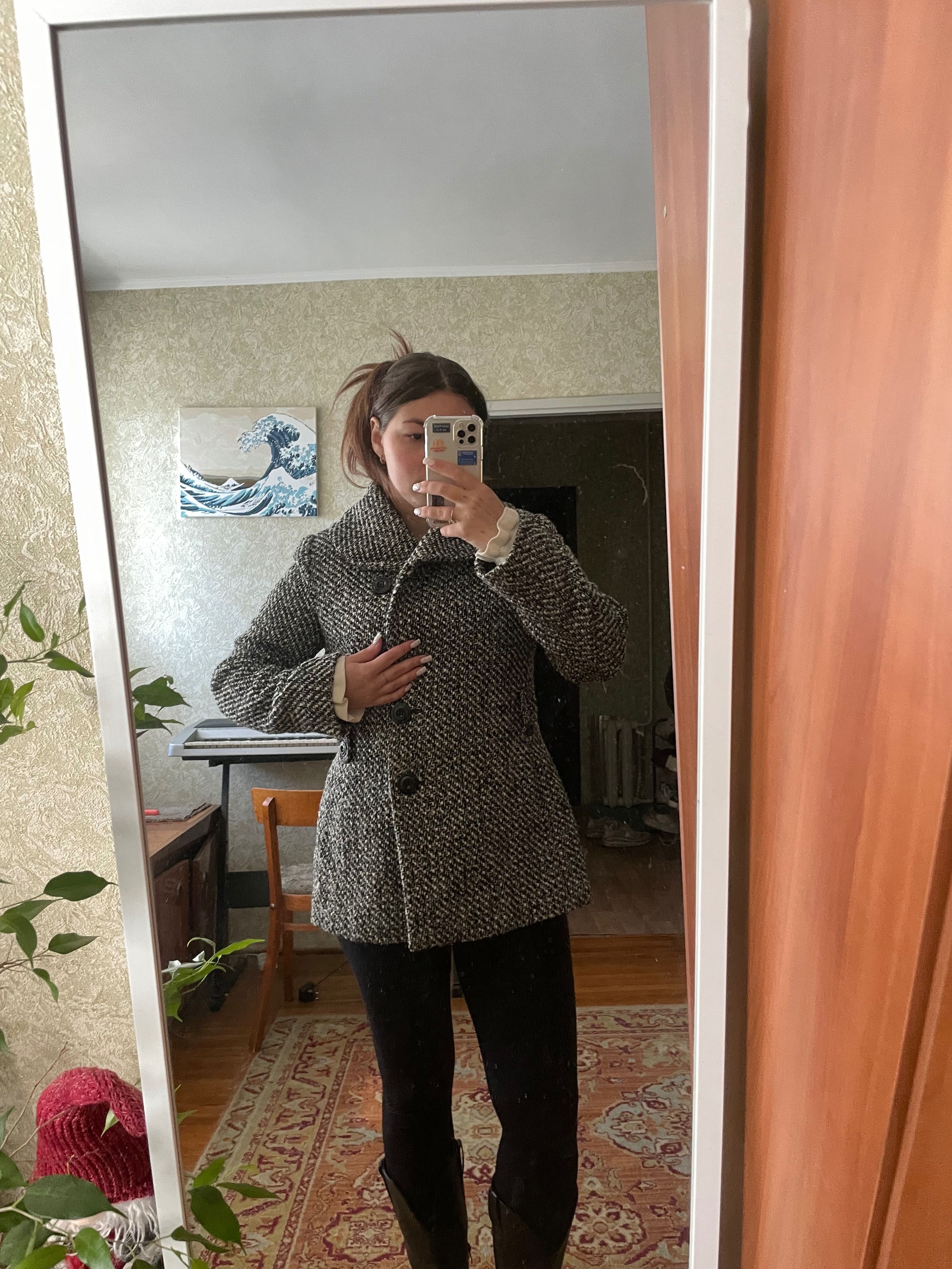Тренч пальто в гусиную лапку