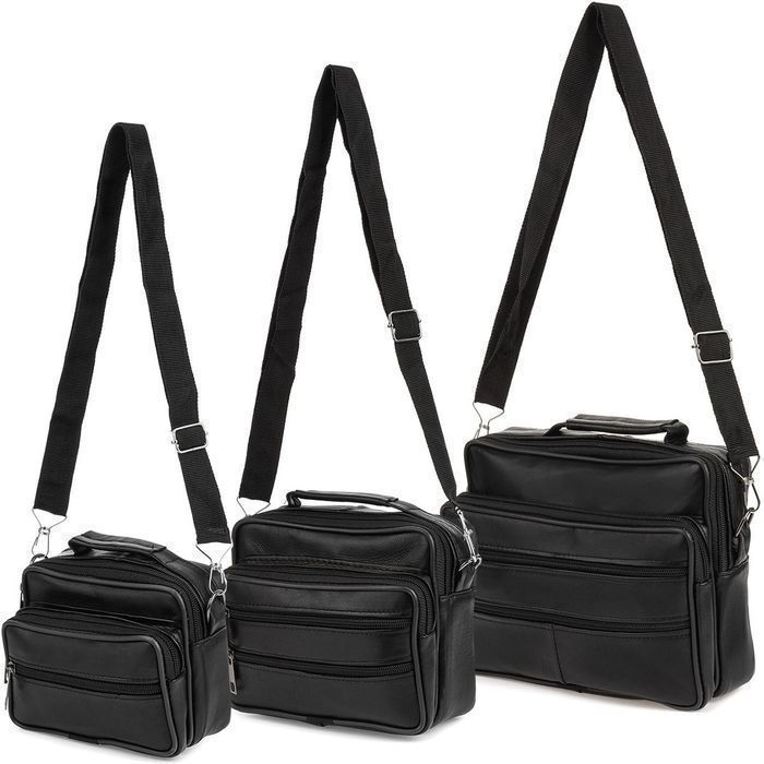 Czarna pozioma torba męska skórzana listonoszka zestaw raportówka nowe