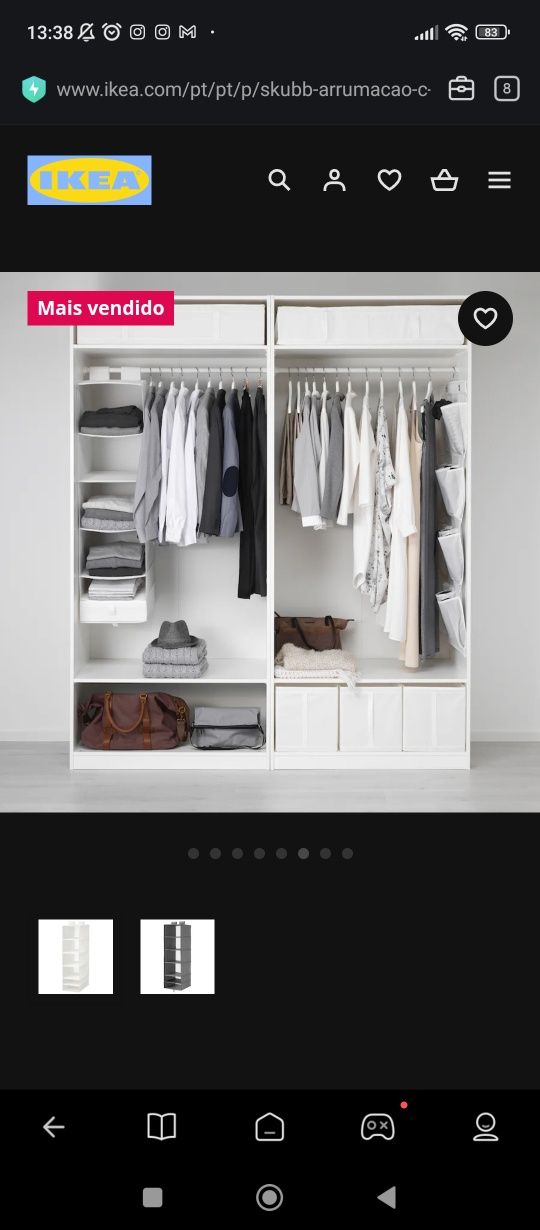 Caixa de organização de armário, branca