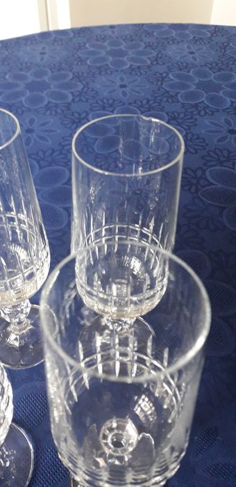 Piękne i wytworne lampki do białego wina - 7 sztuk, kryształ Bohemia