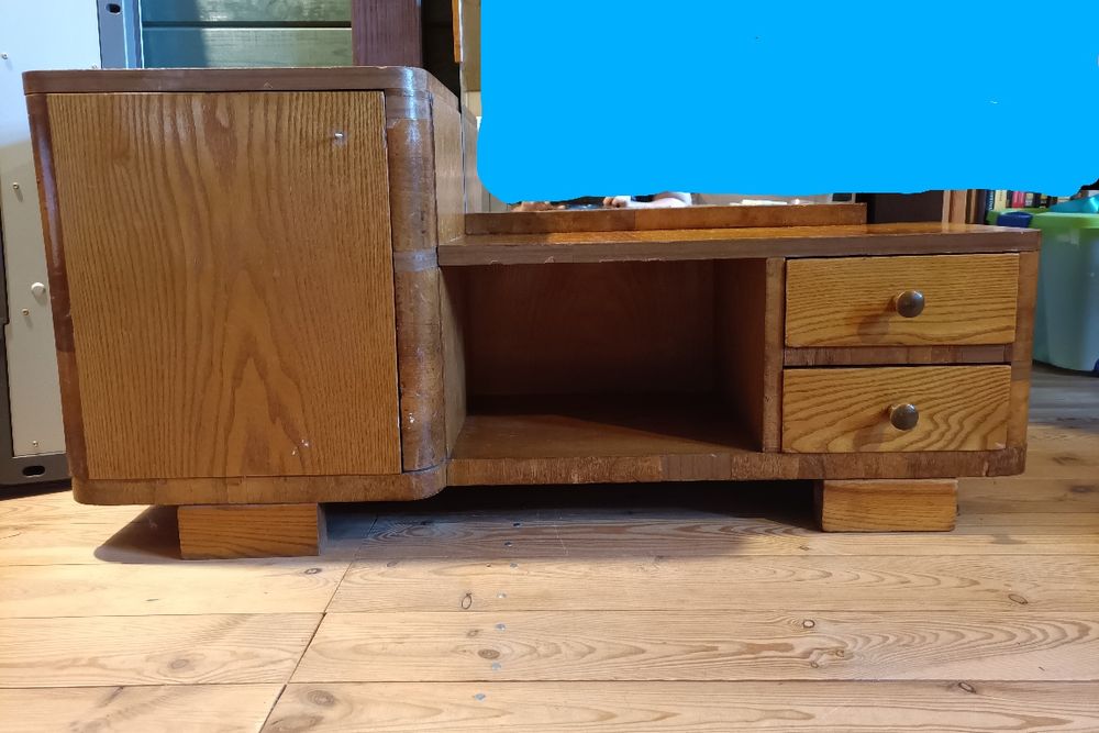 Toaletka drewniana z lustrem Klimatyczna Do renowacji lub nie Transpor