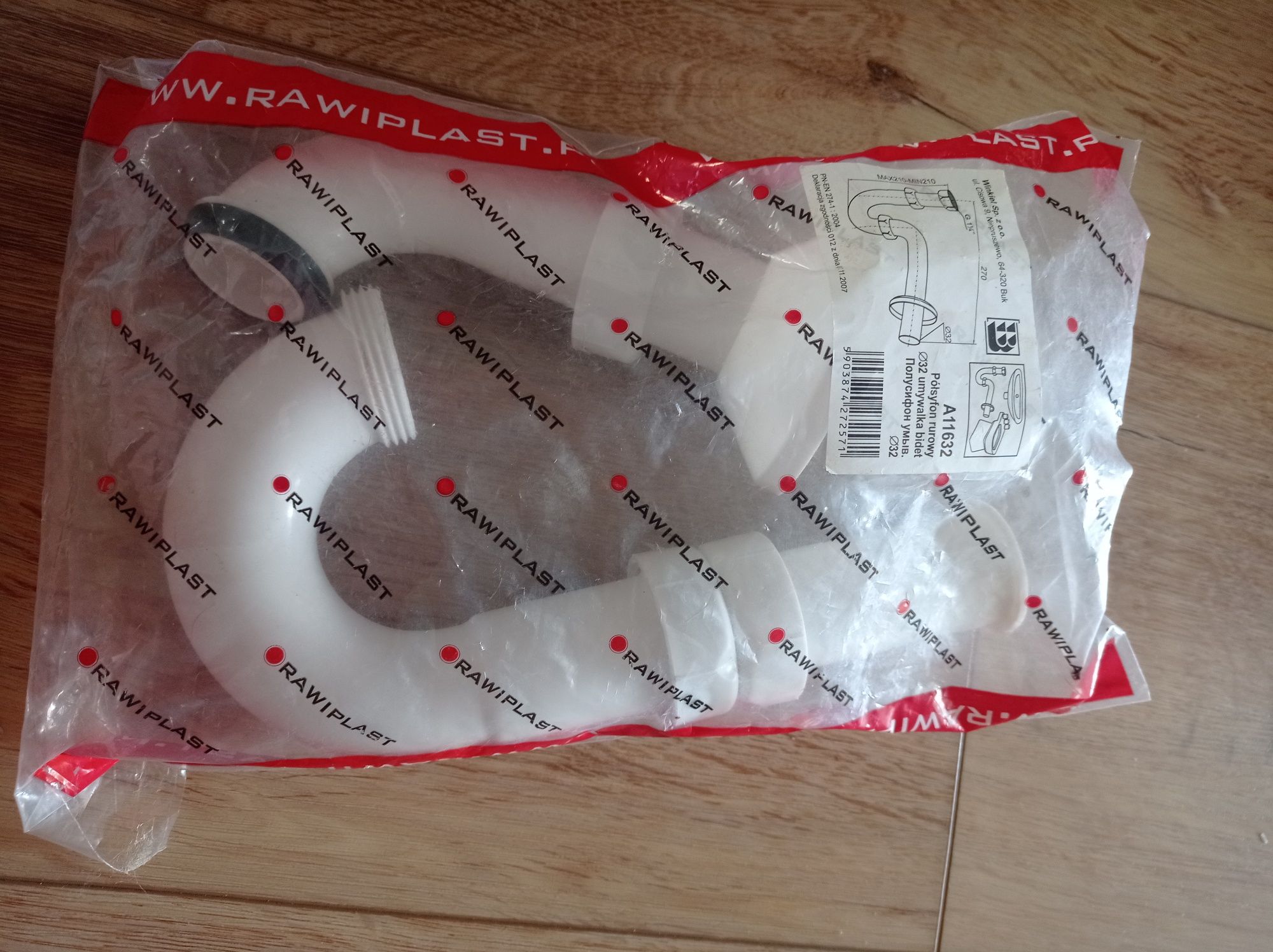 Półsyfon rurowy śr.32 umywalka bidet Rawiplast