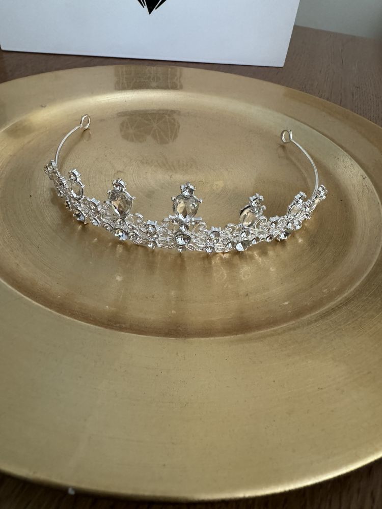 Tiara ślubna srebrna