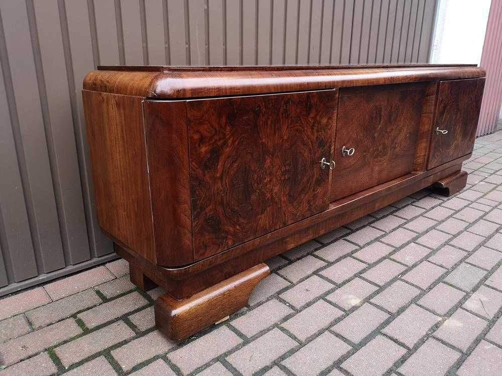 Komoda ART-DECO Solidna 200 Orzech RTV Niska Stara Antyk Po Renowacji.