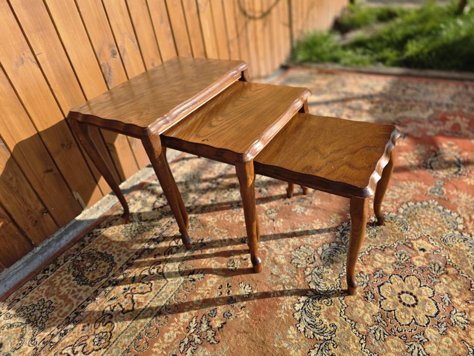 Trojak  dębowe stoliki 3 szt stolik Ludwik #1728  Stylowy Węgrów