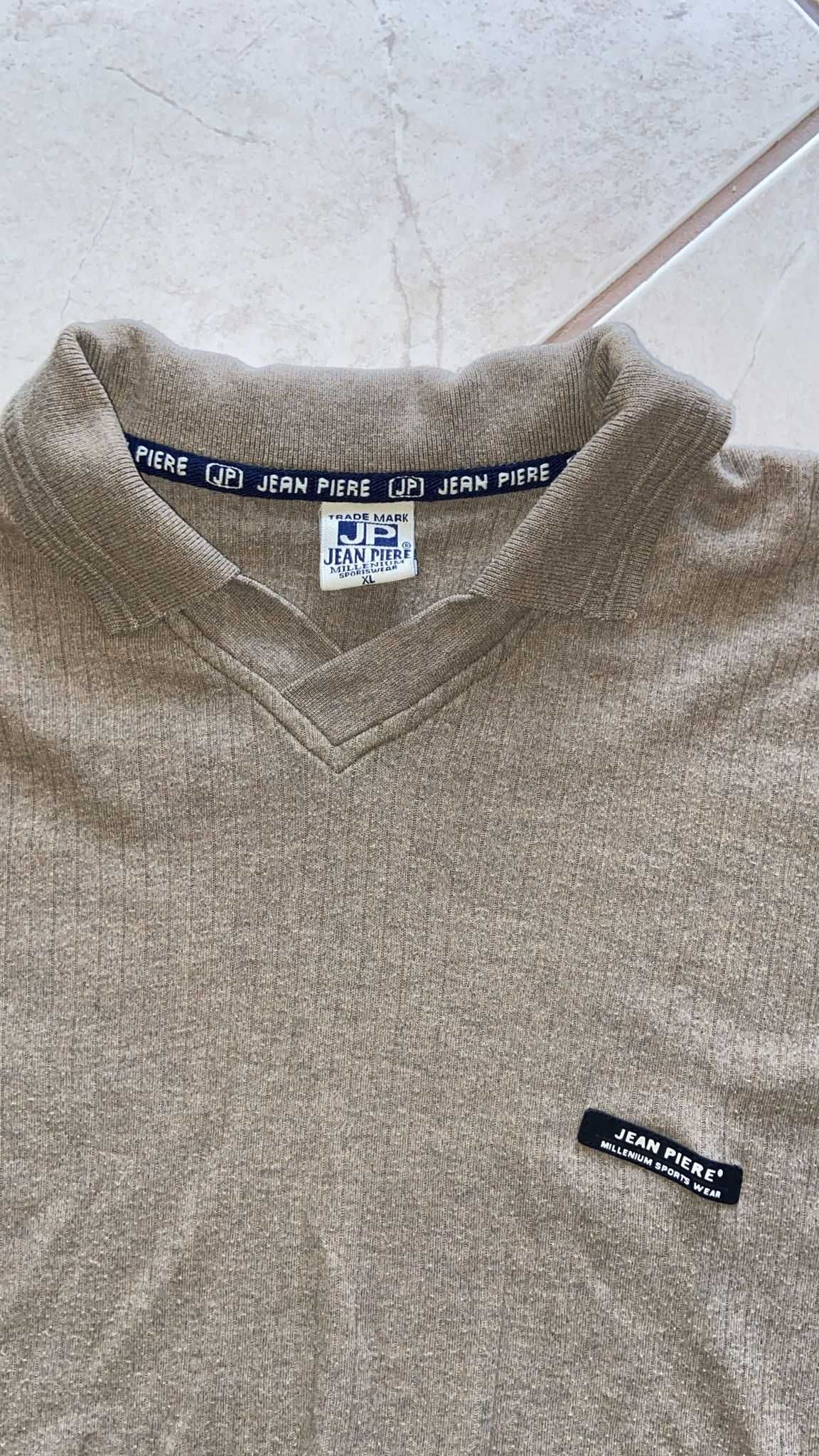 Jean Piere Men's Beige Ribbed Sweater