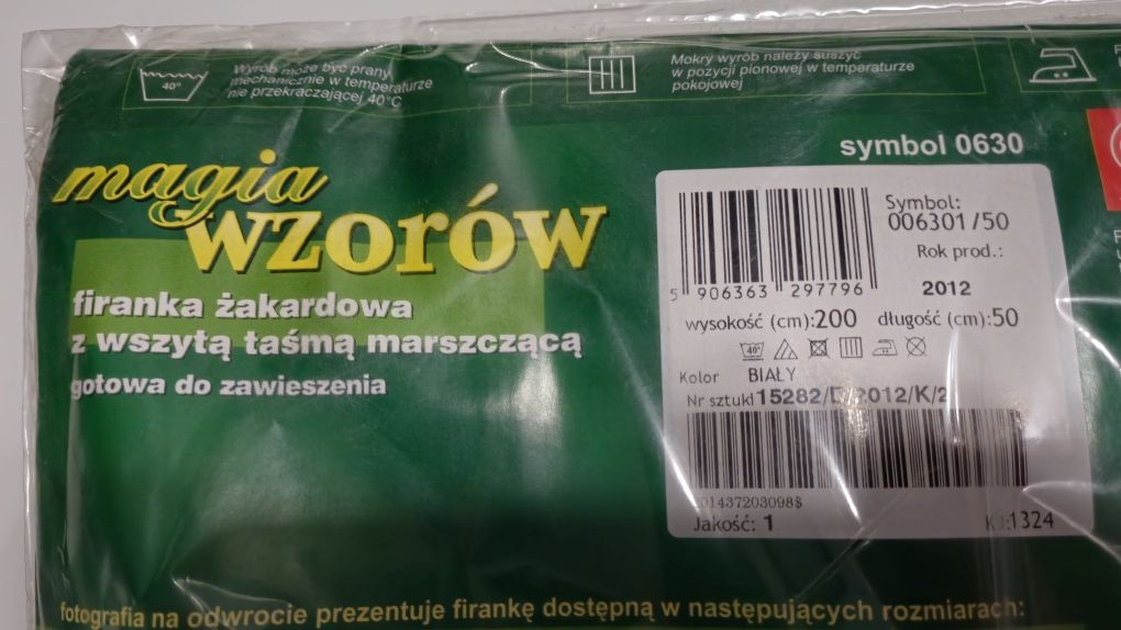 Firanka żakardowa krótka biała