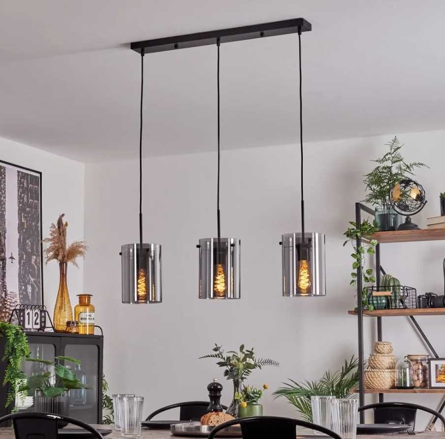 Lampa wisząca nowoczesna - szkło dymione